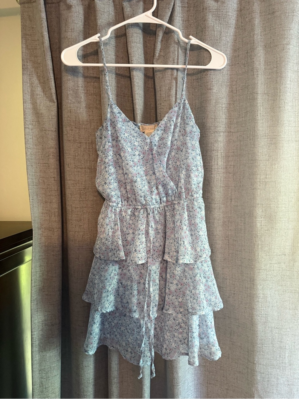 Altar'd State Light Blue Floral Dress with Pink Accents